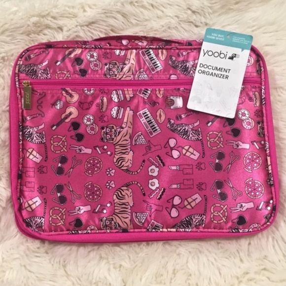 D14-Hot Pink Satin Document Organizer/13" Laptop Case - Picture 1 of 9